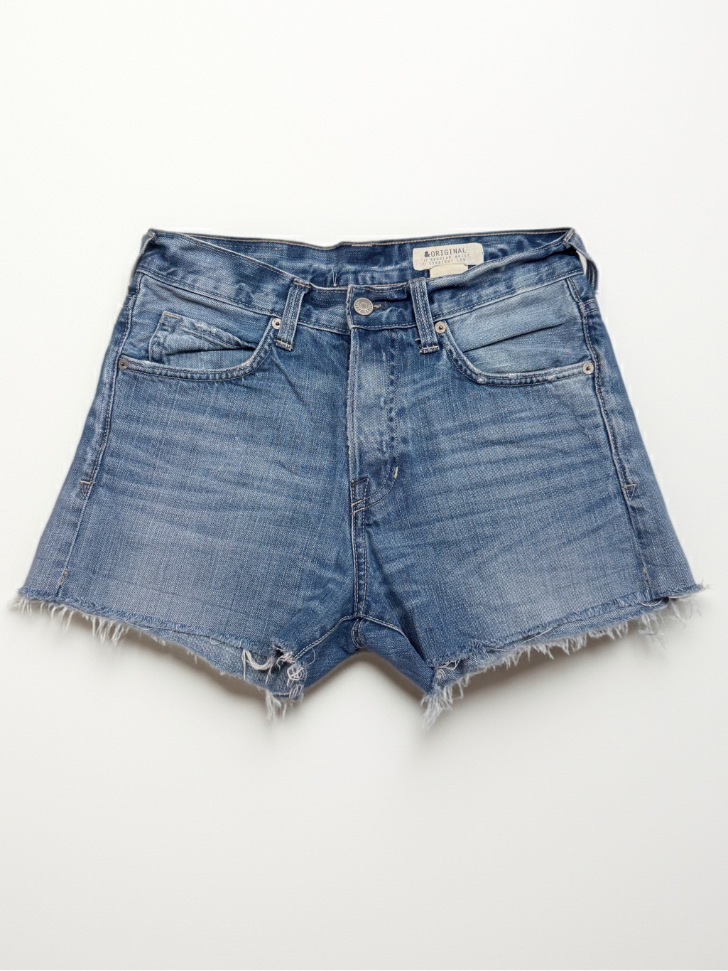 H&M Faded Blue Frayed Hem Denim Shorts